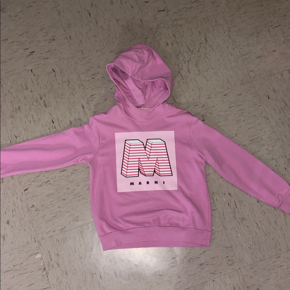Marni Light Pink Hoodie with Graphic Logo